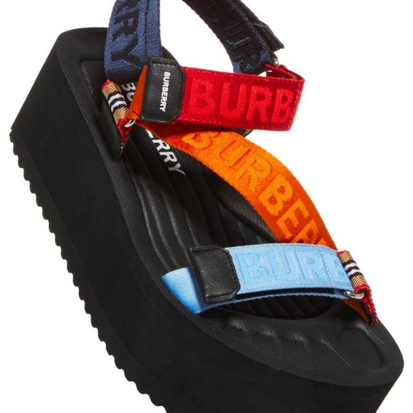 Burberry | Shoes | Burberry Patterson Colorblock Logo Flatform Sport  Sandals | Poshmark
